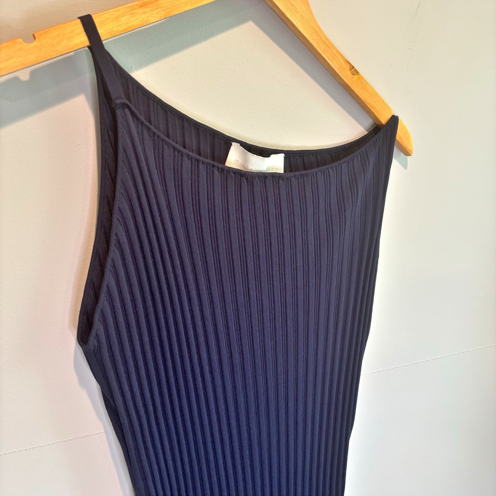Michelle Mason Nwt Navy Ribbed Bodycon Midi Dress - Size Small — image 2 of 8